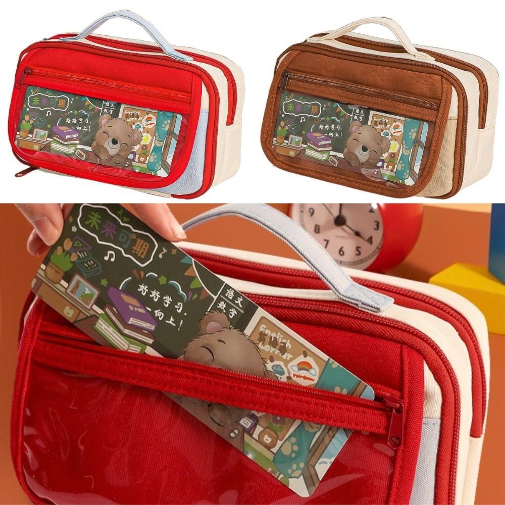 Flip Cover Pen Bag Multilayer Stationery Organizer New Pencil Case Gifts