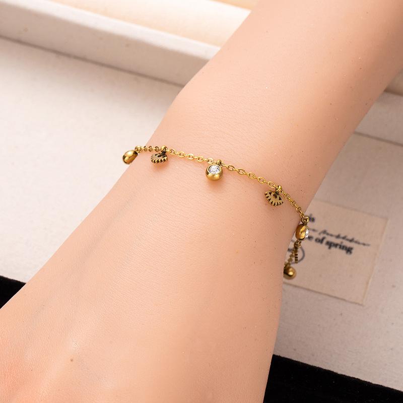 Stainless Steel Four-Leaf Clover Love Star Moon Zircon Bracelet Creative Niche Titanium Steel Pendant Bracelet Women'S Jewelry
