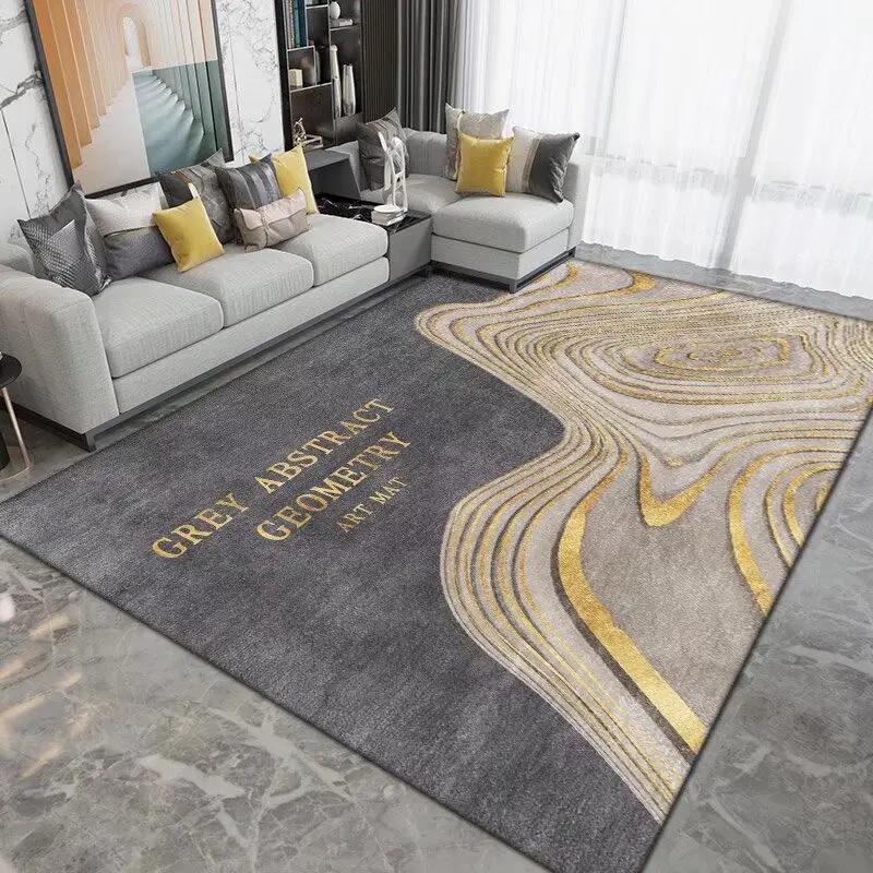 Nordic Style Black Gold Luxurycarpets for Living Room Non-slip Bedroom Decoration Home Large Area Rugs Cloakroom Floor Foot Mats