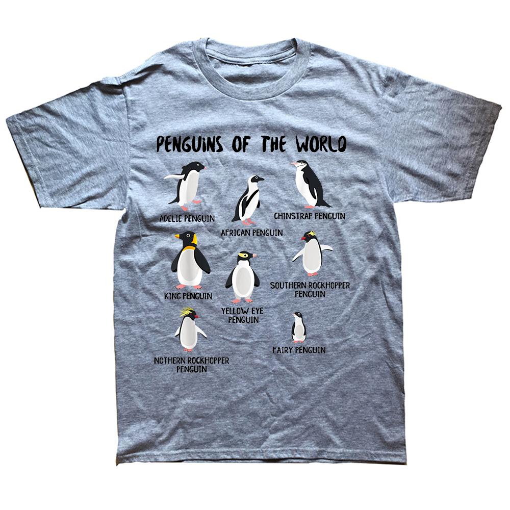Penguins of the World Funny Animals Cute Penguin Tee Tops Round Neck ShortSleeve Fashion Tshirt Clothing Casual Basic Tshirts
