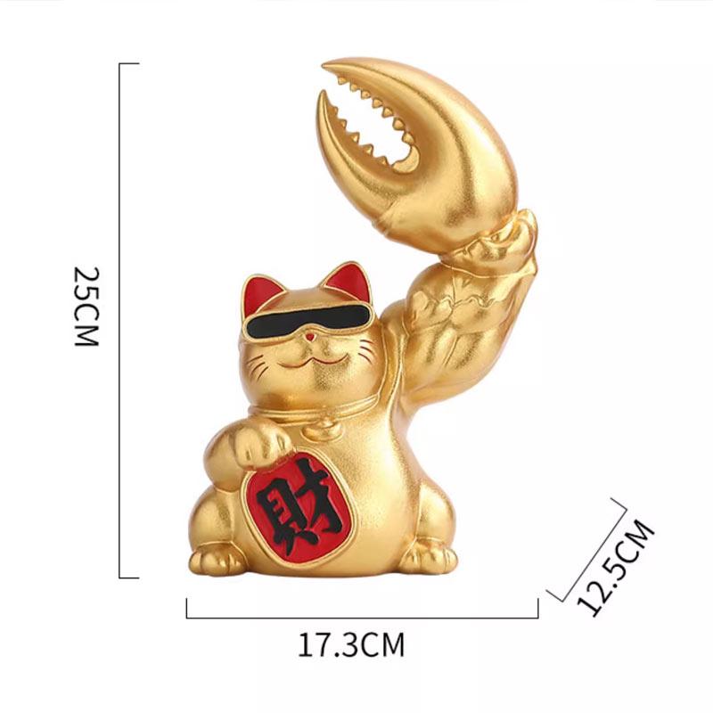 Resin cat animal sculpture Robbery Cat Kirin Arm Decorative Ornament Lucky Cat Sculpture piggy bank storage jar home decoration