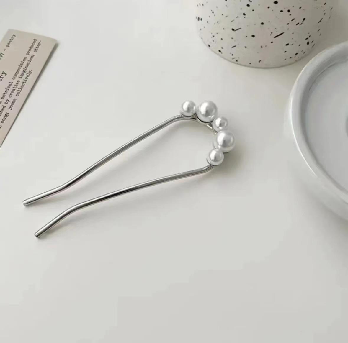 

1 шт. U-образные шпильки для волос с жемчугом из сплава, волнистые заколки для волос, простые металлические заколки, аксессуары для свадебной прически