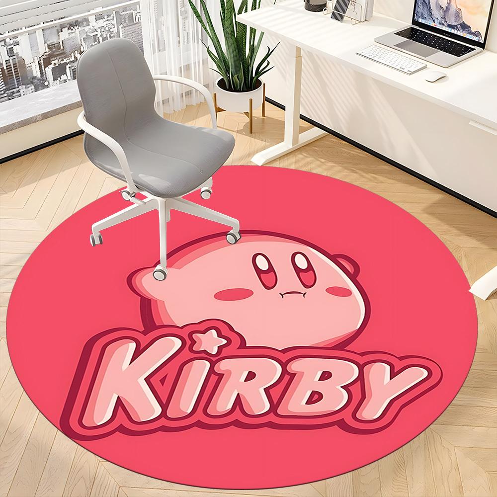 1pc Kirby Character Office Round Area Rug, Indoor Mat Suitable For Office,Bedroom Living Room Home Decor, Room Deco a0926082