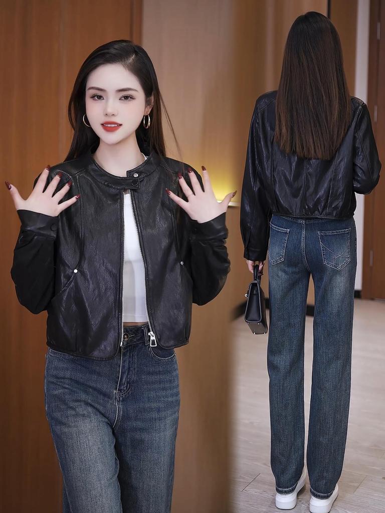 Stylish Slimming PU Leather Jacket for Women - 2026 Spring Collection