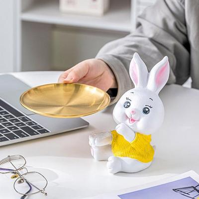 Niedliches Kaninchen Aufbewahrungstablett Kreative Figuren Ornamente Wohnzimmer Veranda Schreibtisch Zuhause Harz Dekoration Schlüssel Süßigkeiten Aufbewahrung Heimdekor
