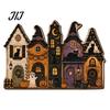 Decorative Wooden Pendant for Party Halloween House Hanging with Hemp Rope Wall Door Haunted Decoration Decoration, Castle Ornaments Pumpkin