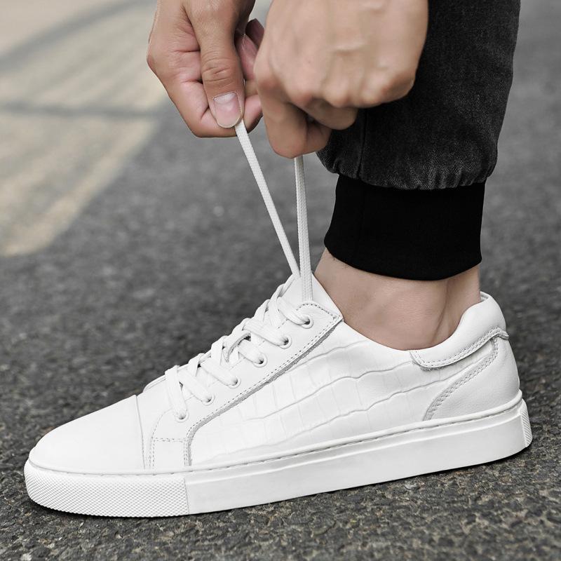 Casual board shoes men's shoes autumn first layer cowhide white shoes sports shoes trendy shoes
