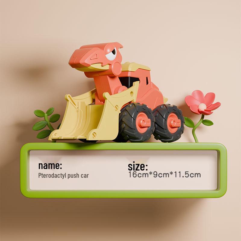 Dinosaur-Themed Pull-Back Toy Car Set: Excavator, Bulldozer & High-Speed Rail