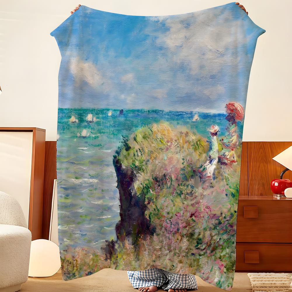 Artist C-Claude M-Monet Throw Flannel Throw Blanket, Lightweight Cozy, Durable Washable cute Cool