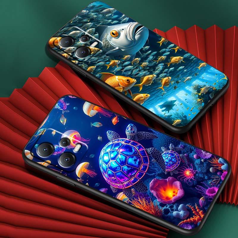 Cartoon Anime Schildkröte Elefant Für Xiaomi Redmi Note 15 14 13 12 12S 11E 11 11S Pro Plus 4G 5G Schwarze Weiche TPU Handyhülle