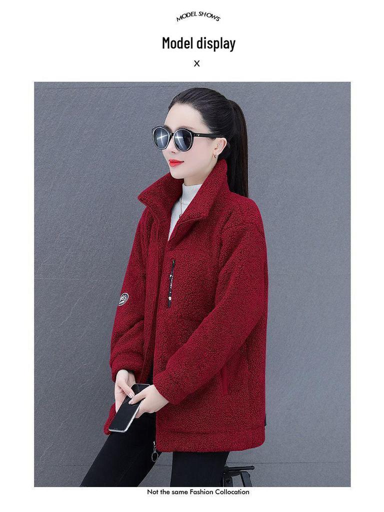 Women's Lambswool Fleece Jacket 2025: New Winter Style, Plus Velvet, Thick, Versatile, Loose-Fit, Plus Size, Stylish Top
