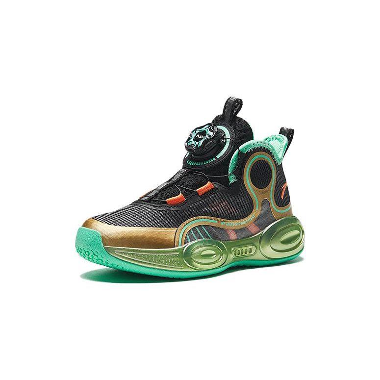 Anta Kids Shaped 3.0 Breathable Shock Absorbing Durable Mid-Top Basketball Shoes Kids basketball shoes Black Gold 312339956-5