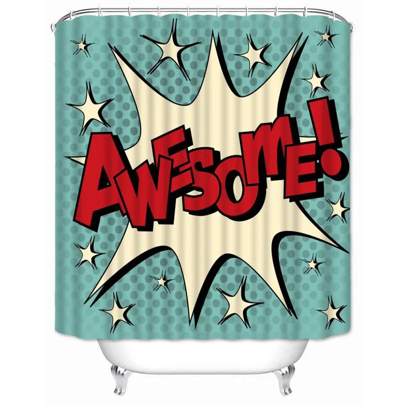 Comic-pop-art Shower Curtain Waterproof Bathroom Decor Polyester Fabric Bath Screen Bathtub Curtains with Hooks Shower Curtains