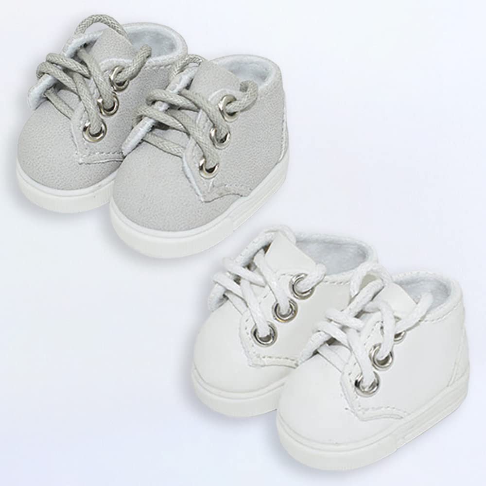 Niannyyhouse 15cm Plush Toy - Leather Shoes - Cotton Doll Shoes - Shoe Length 4.2cm - Dress-up Doll Accessory (gray + White)