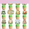 Forest Animal Theme Tiger Elephant Fox Pattern Cake Decoration Plugin Paper