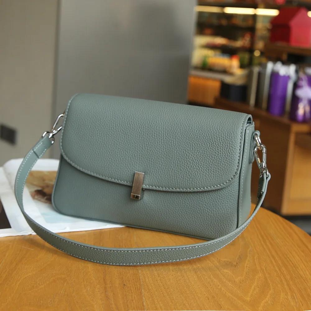 Women's Handbag  New Genuine Leather Versatile Small Square Bag Head Layer Cowhide Underarm Bag High Quality Shoulder Bag