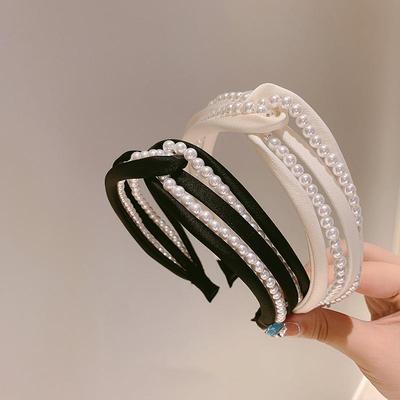 Koreanisches Stirnband mit Perlenfalten und Knoten und breitem Rand – schicker und einzigartiger Stil für Frauen