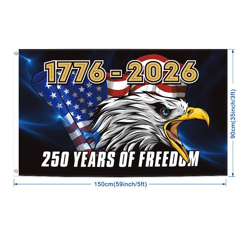 Bandiera Commemorativa del 250° Anniversario della Nascita dell'America Striscione Patriottico USA per il Giorno dell'Indipendenza Regalo da Collezione Storica 90x150cm