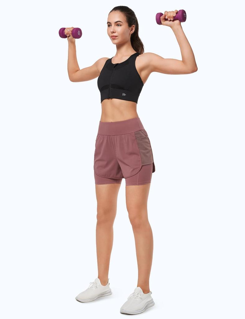 Yvette Sports 3D Integrated Size M Black Women's Bra, No-Sway, Open-Front, Mesh, Sweat-Wicking, Quick-Drying, High-Support, Cut, Cup, Wireless,
