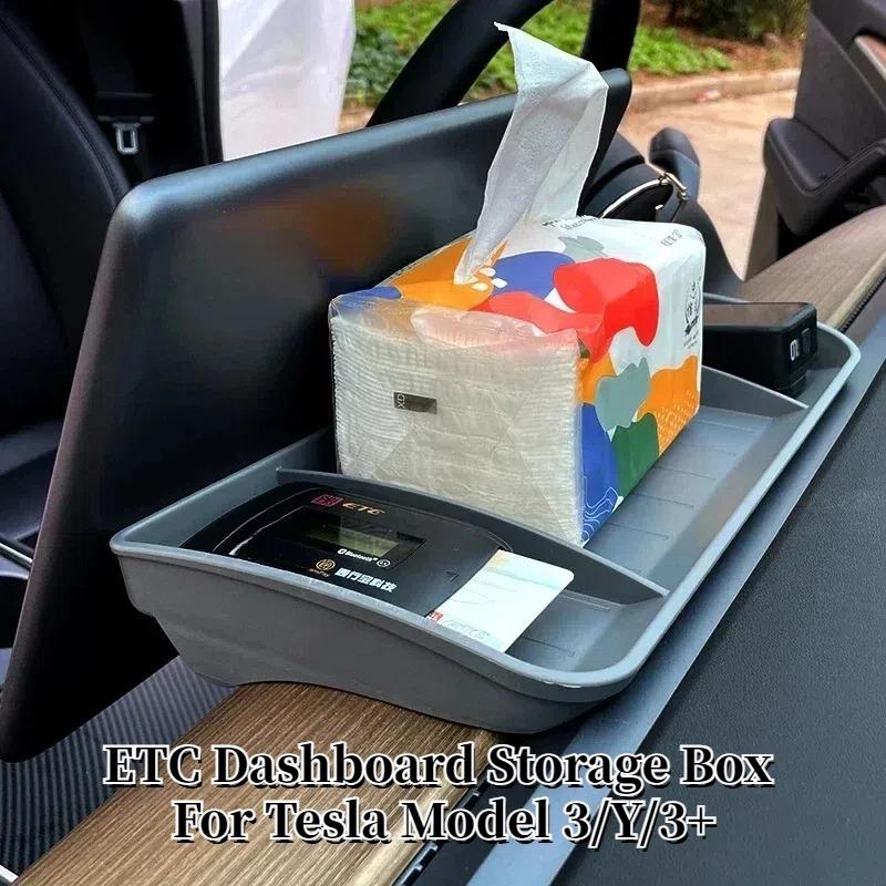 Für Tesla Model 3/Y/3+ ETC Armaturenbrett-Bildschirm Hinterer Aufbewahrungsbehälter Ablage Taschentuchbox Unsichtbare Halterung Organizer Innenzubehör