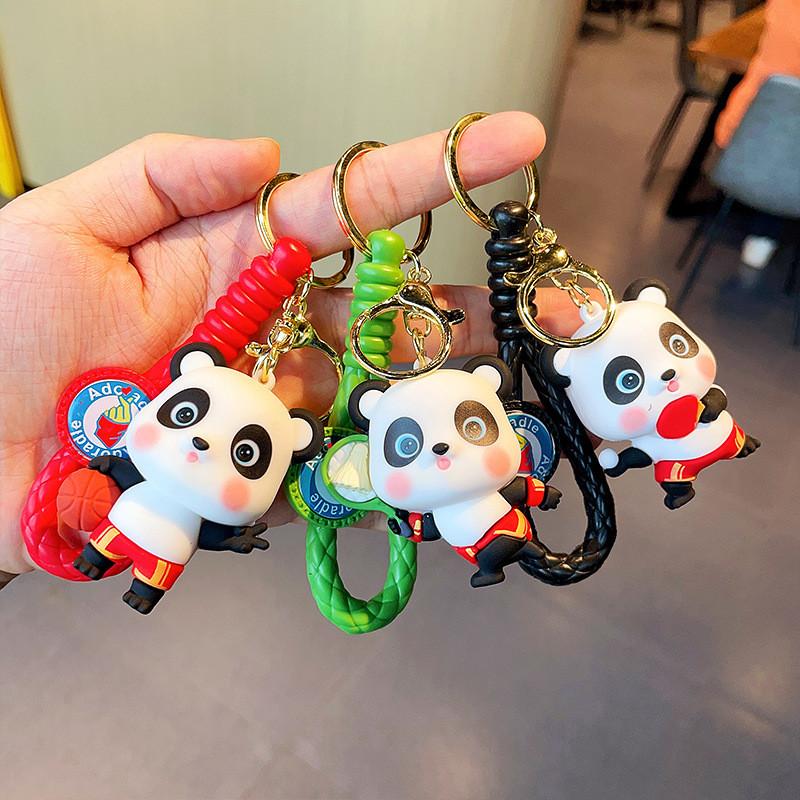 Cute Creative Panda Keychain Silicone Sport Panda Key Ring For Car And Bags