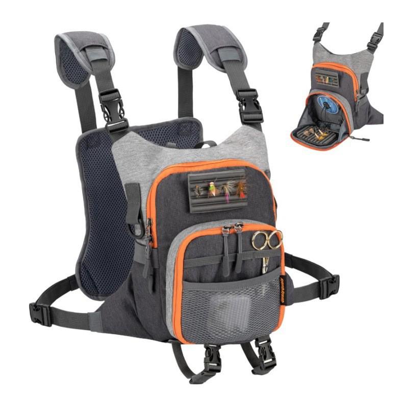 Gilet da Pesca a Mosca Borsa con Tasche e Scomparti Doppi per Scatole Organizzatore per Attrezzatura da Esterno Pescatori