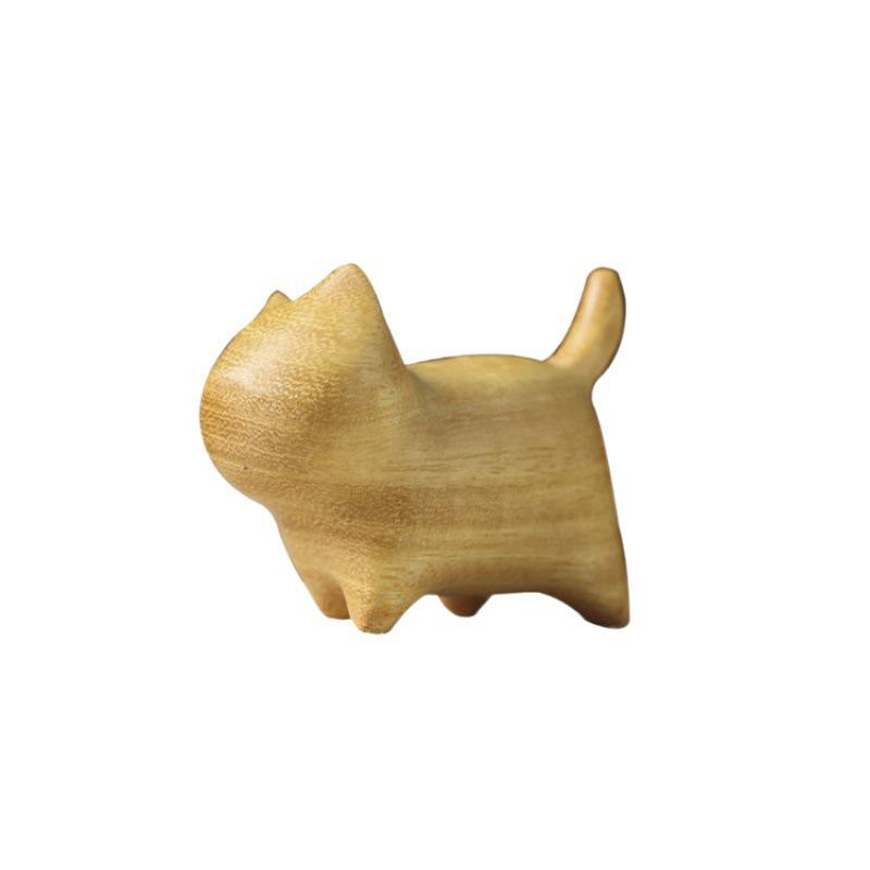 Sandalwood Cat Fun Series: Cute Wooden Cartoon Desktop Ornament for Creative Inspiration