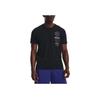 Under Armour Letter Print Crew Neck Sports Tee Men Tops Black 1374424-001