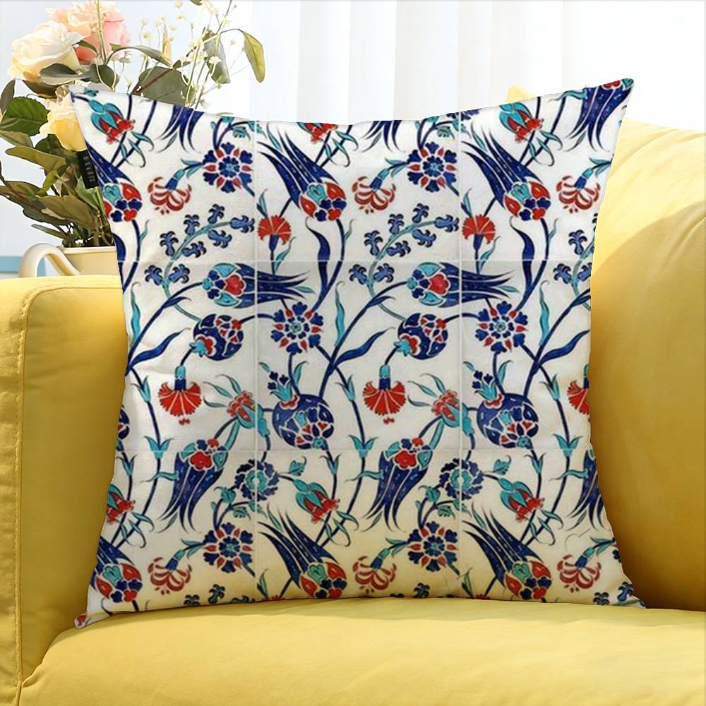 For Turkish Tile Watercolor Painting World Various Sizes Square Pillow Case For Car Home Bedchamber Decor