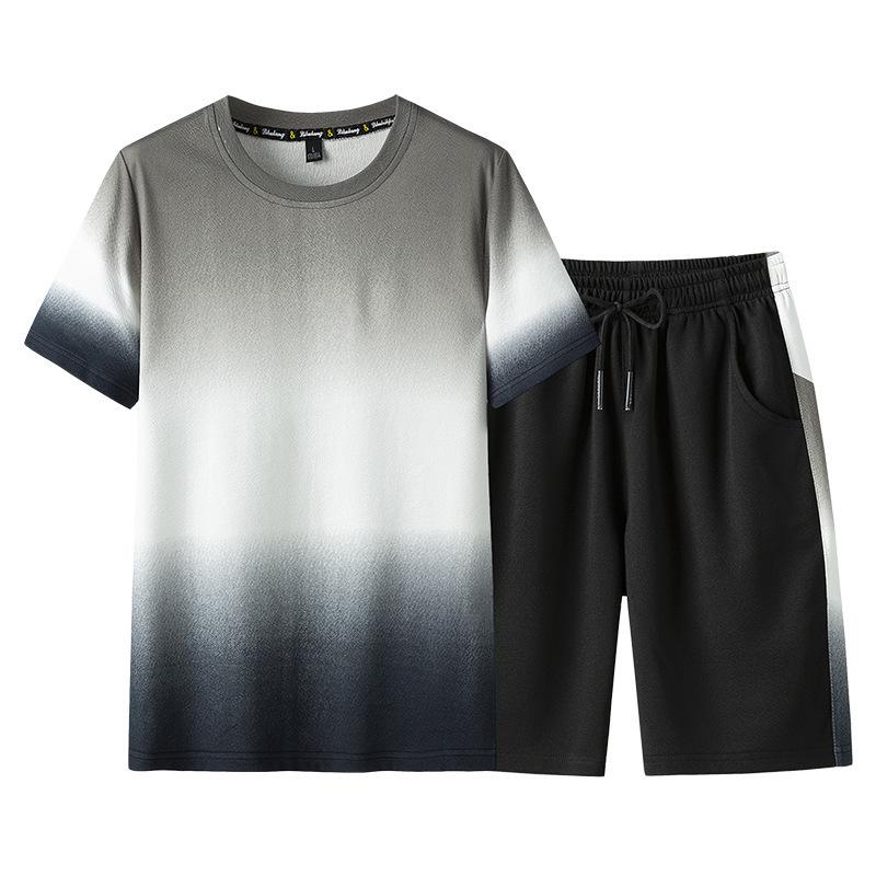 Men's Trendy Summer Round Neck T-Shirt & Shorts Set - Casual Outdoor Sportswear