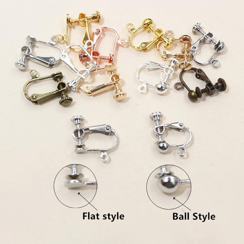 10 Stück 15x13mm Messing-Schraubohrclip-Fassungen, drehbare Pads, Rohlinge für DIY-Schmuckherstellung