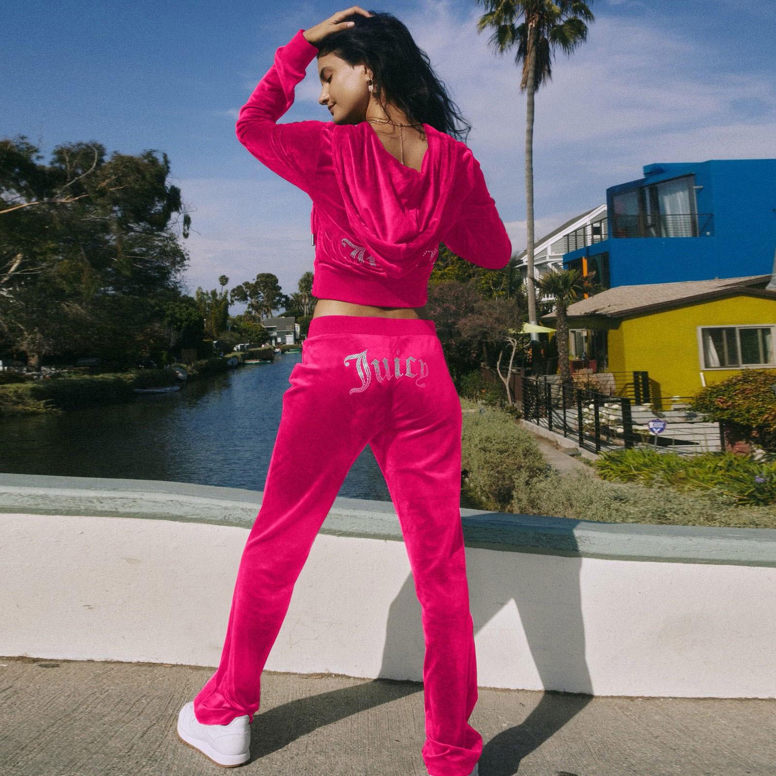 

Женский повседневный спортивный повседневный комплект из двух предметов с длинными рукавами Hot Diamond Diamond Velvet L горячий розовый