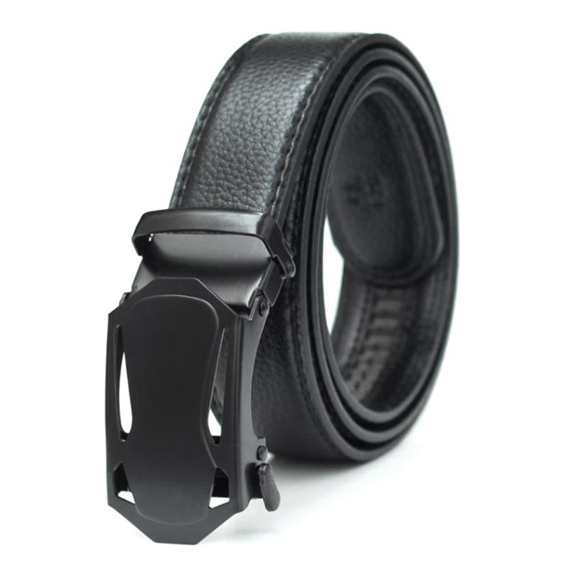 Męski pasek z automatyczną klamrą, pasek skórzany business casual z klamrą suwakową, kreatywny design, modny pasek