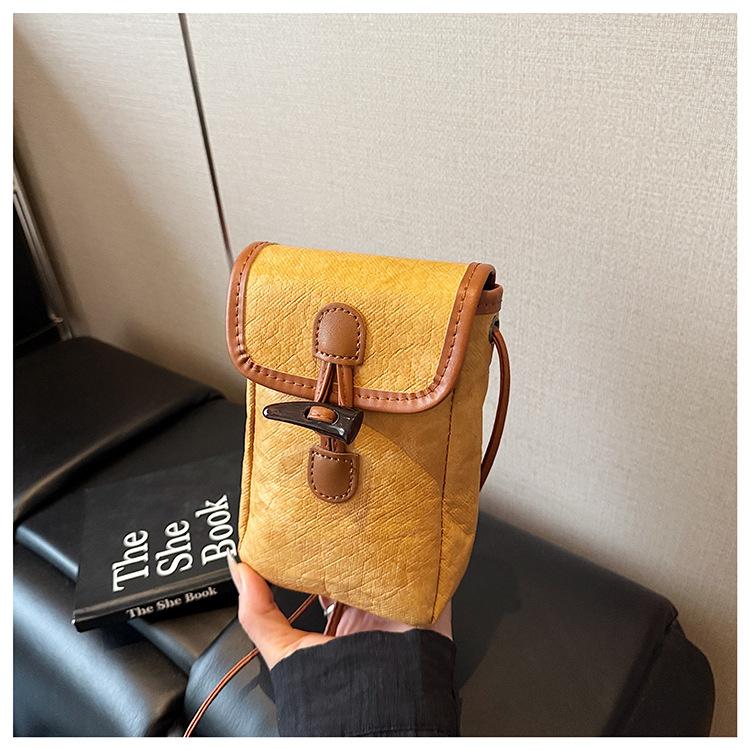 Mobile Phone Bag Women's New Fashion Popular Small Square Bag Mini Retro Contrasting Color Shoulder Messenger Bag