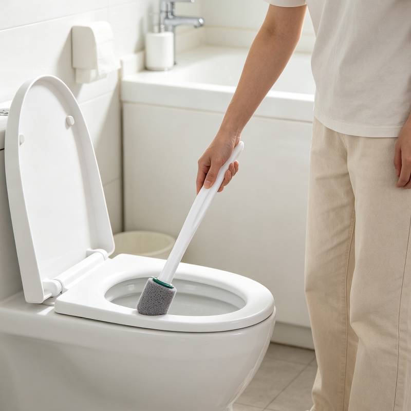 Toilet Brush With Long Handle And Durable Cleaning Block For Bathroom Hygiene