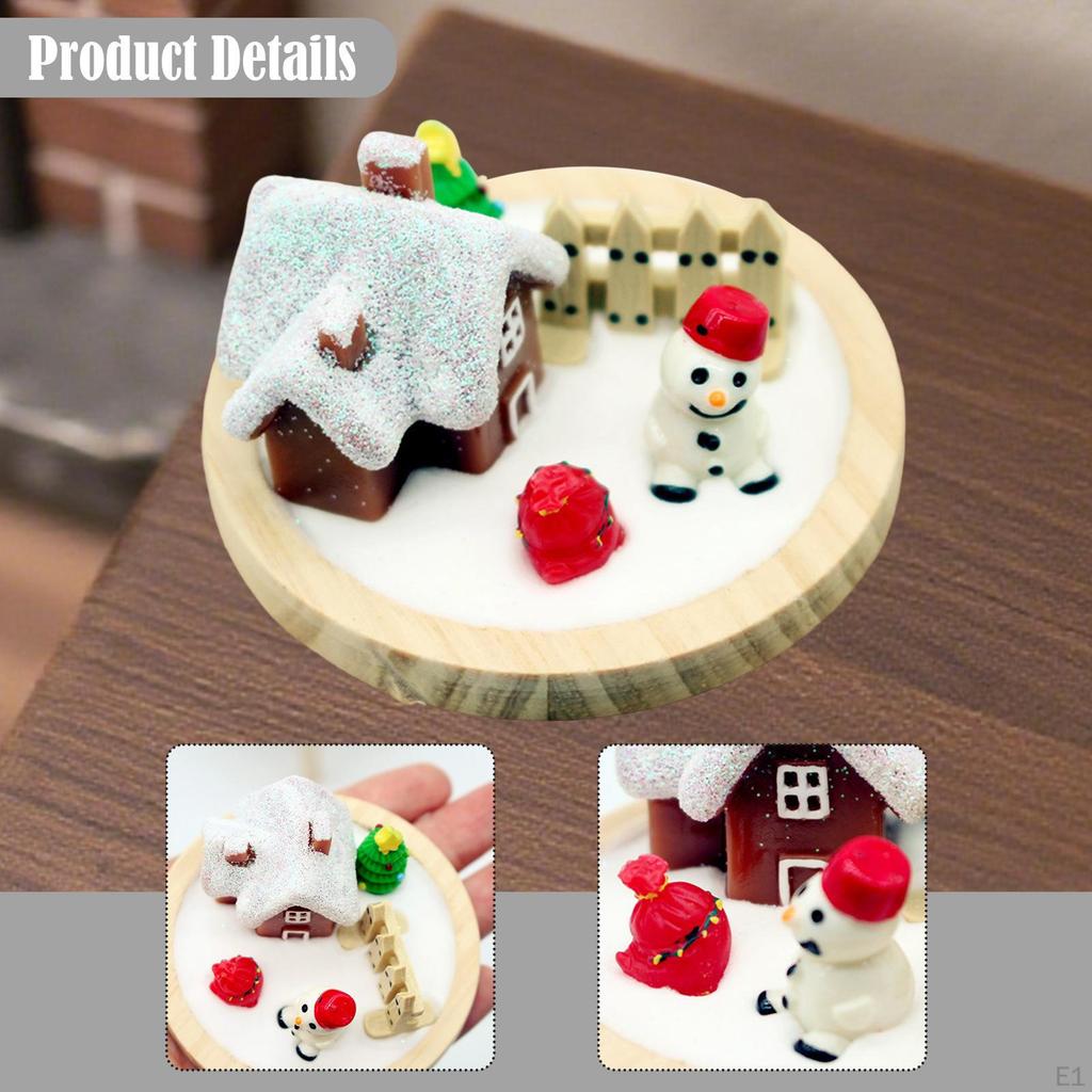 Small Christmas Snow House Mini Villa Xmas Gifts Scene Home Decor Decoration for 1/6