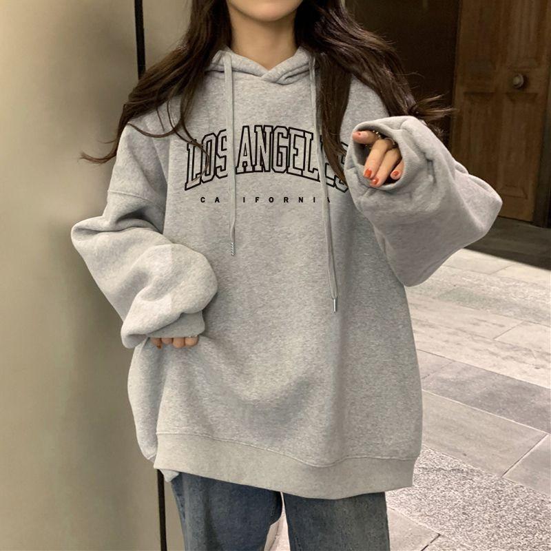 Womens Oversized Hooded Sweatshirt Letter Print Casual Fall 2026 Loose Fit Top
