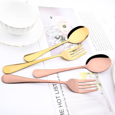 2Pcs Rose Gold Geschirr Set Service Löffel Gabel Besteck Set Spiegel Edelstahl Küche Buffet Abendessen Restaura Geschirr