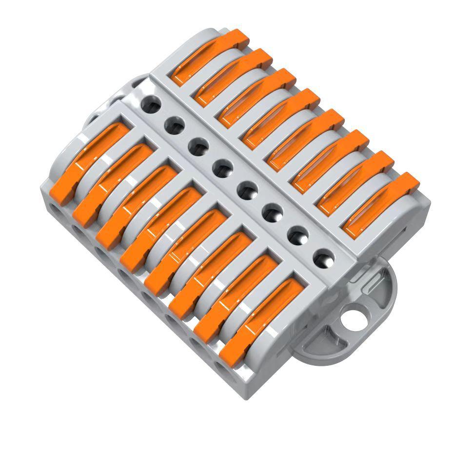 Ear-equipped Quick Connector Splitter: Universal Terminal for Soft & Hard Wires, 2-In/2-Out, Pure Copper