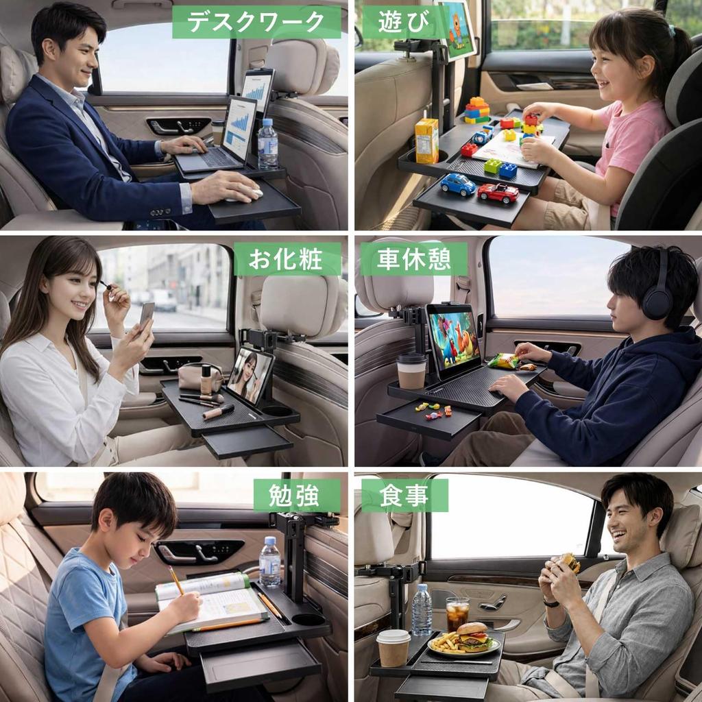 ALNCA Desk Car Foldable Backseat Tray with Drink Holder and Smartphone 10kg Weight Adjustable Angle Table, Stand, Capacity,