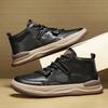 Fashion Leather Men's Boots Breathable Anti Slip Casual Sneakers High Top soft Man Ankle Boots Outdoor Non-slip Walking Shoes