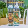 750ml Cartoon Straw Cup Water Cup Leak-proof Convenient To Carry Suitable For Sports Outdoors Gym Large Capacity Cute Plastic Water Cup