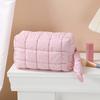 Cotton Makeup Bag Zipper Closure Large Capacity Cosmetic Pouch Cotton Check Lining Small Items Makeup Case