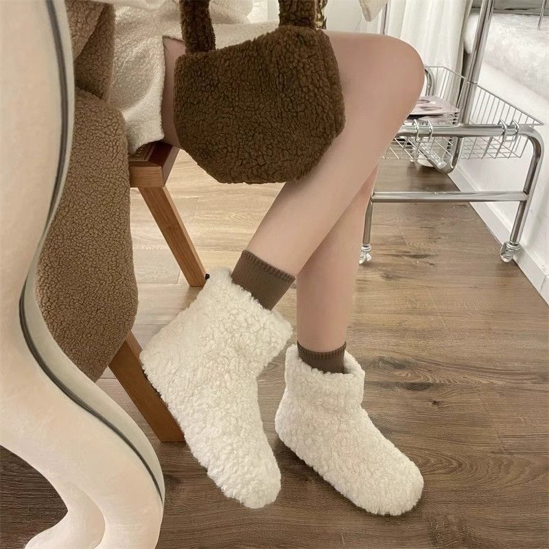 Flat Lamb Booties Round Toe Woman Shoes Sale Padded Y2k Trend 2025 Snow Boots for Women Autumn Winter Luxury Hot on Offer Boot