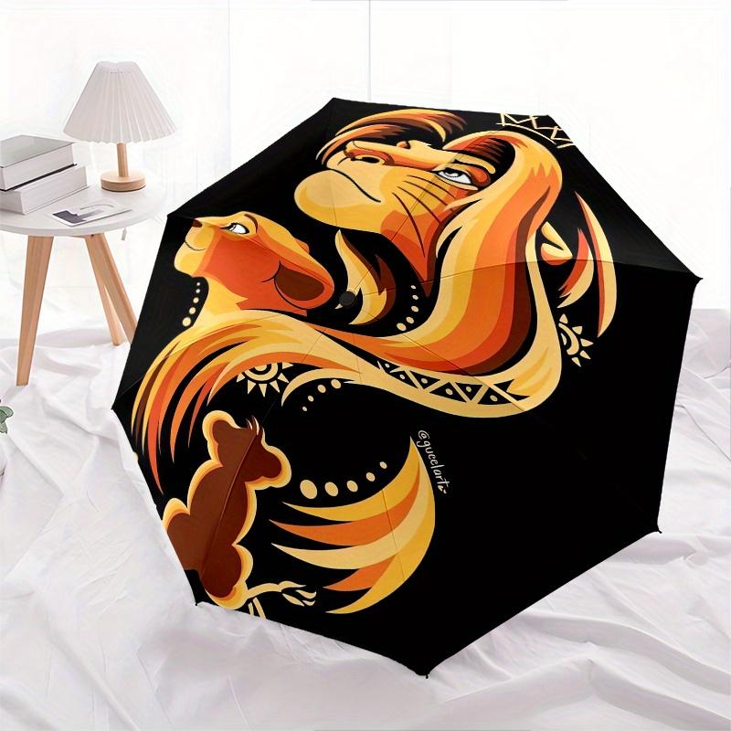 Lion King,Simba Themed Folding Umbrella, the Best Choice for Gift Giving, 8 Ribs, Casual, Durable, Lightweight and Portable Travel Umbrella,