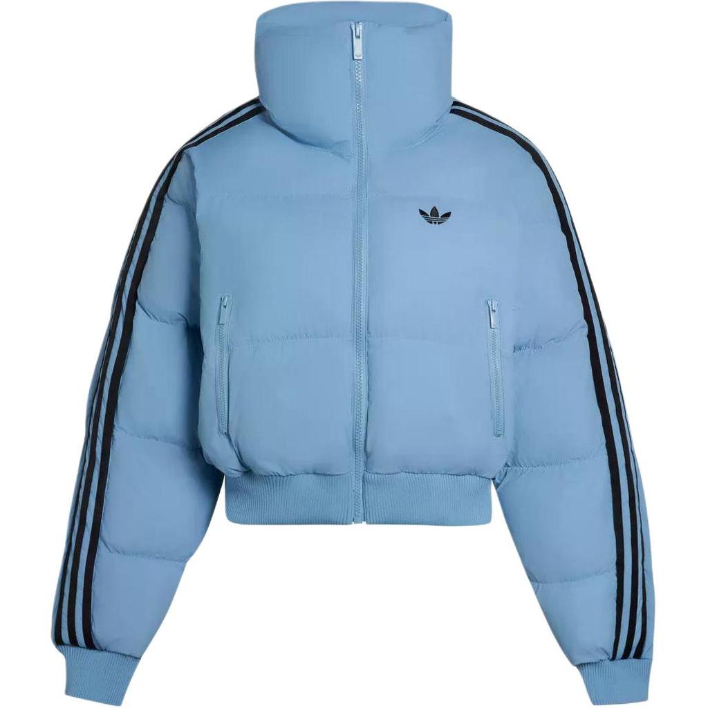 Adidas Originals Comfortable Loose Short Brand Logo Thickened Cotton Jacket Women Jackets Blue JX2969
