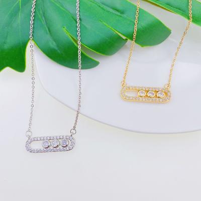 Micro Pave Vollzirkonia Anhänger Mode Anstecknadel Halskette Personalisierte Schlüsselbein Kette Schmuck Für Frauen