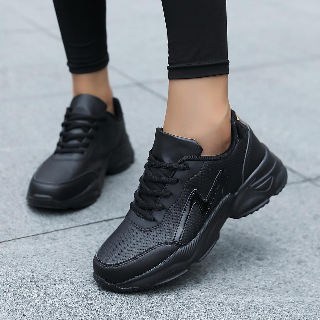 Spring and Autumn Platform Shoes Black Dad Shoes Casual Sports Shoes Lightweight Non-slip Waterproof Shoes