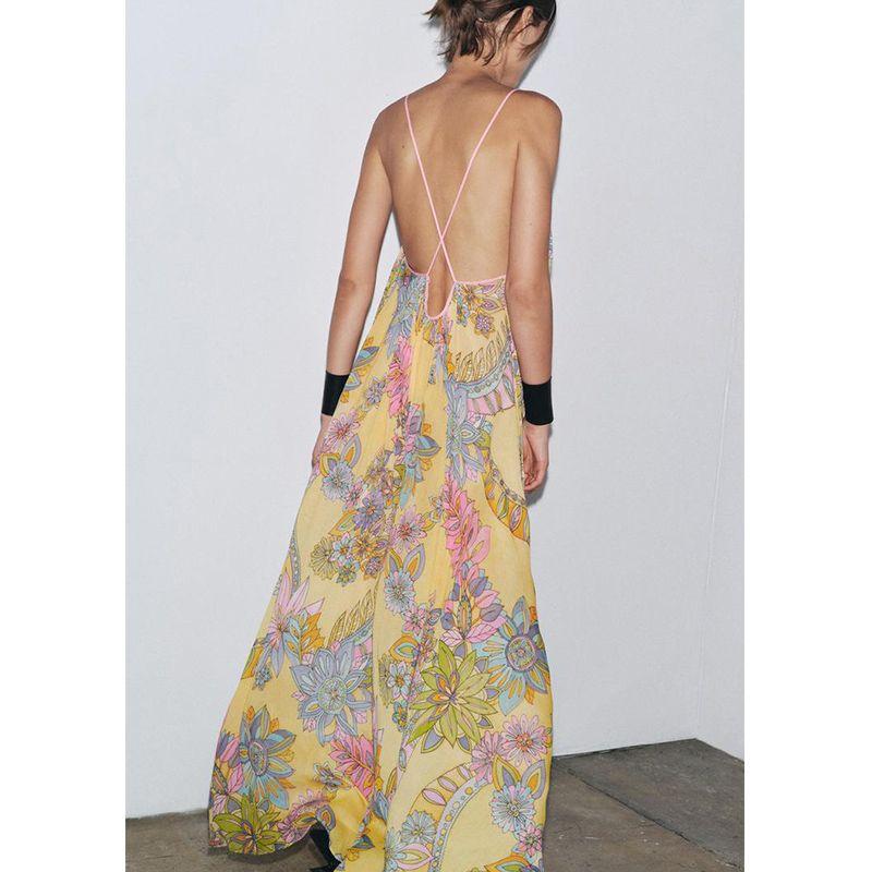 Summer New Product Women's Clothes Beach Vacation Style Casual Print Loose Sling Length Dress 3193123