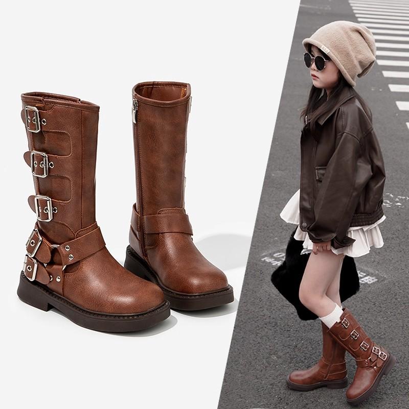 Girls Boots Children's Two Cotton Boots 2025 New Autumn and Winter Princess Girls Maillard Tall Martin Leather Boots